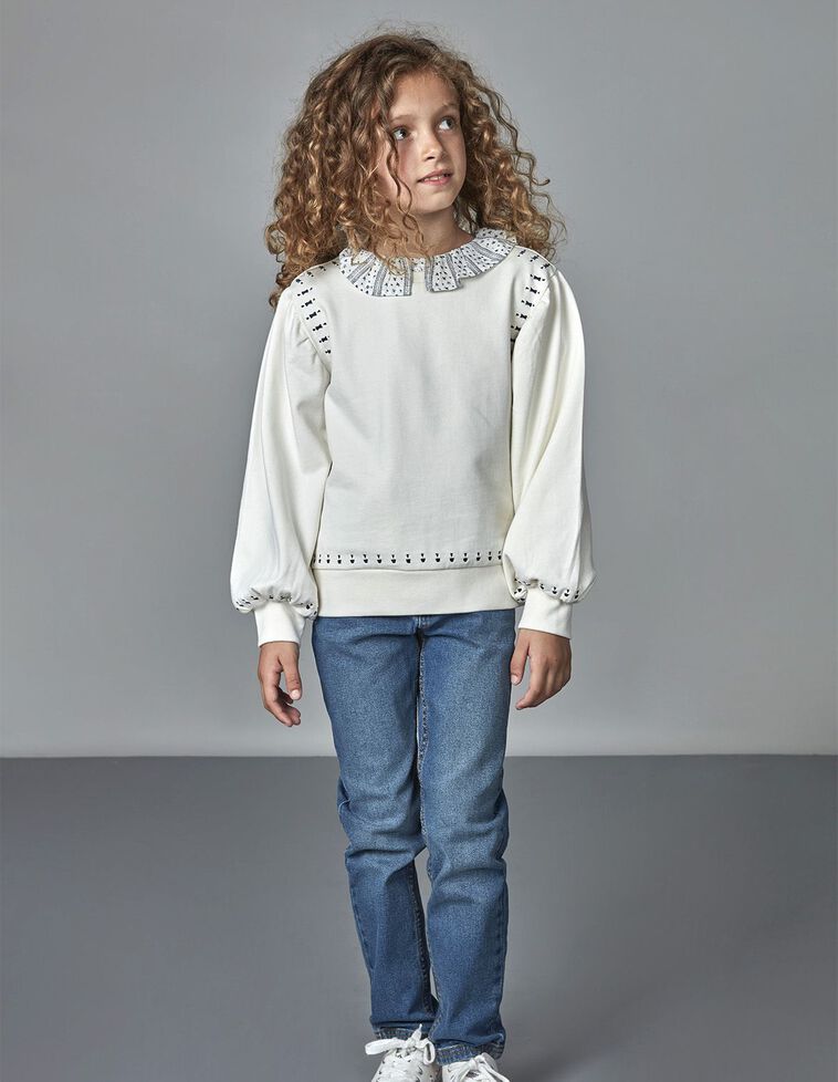 Sudadera Crudo Con Bordados  Crudo