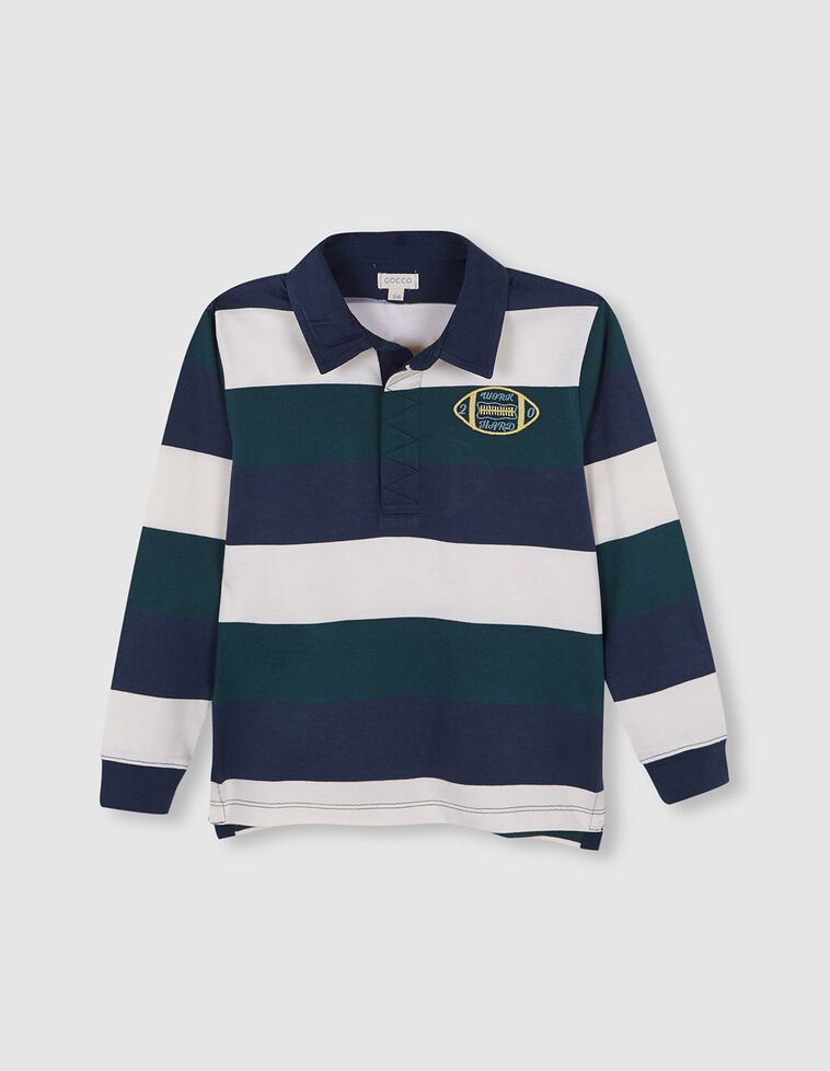 Polo de rayas tricolor azul