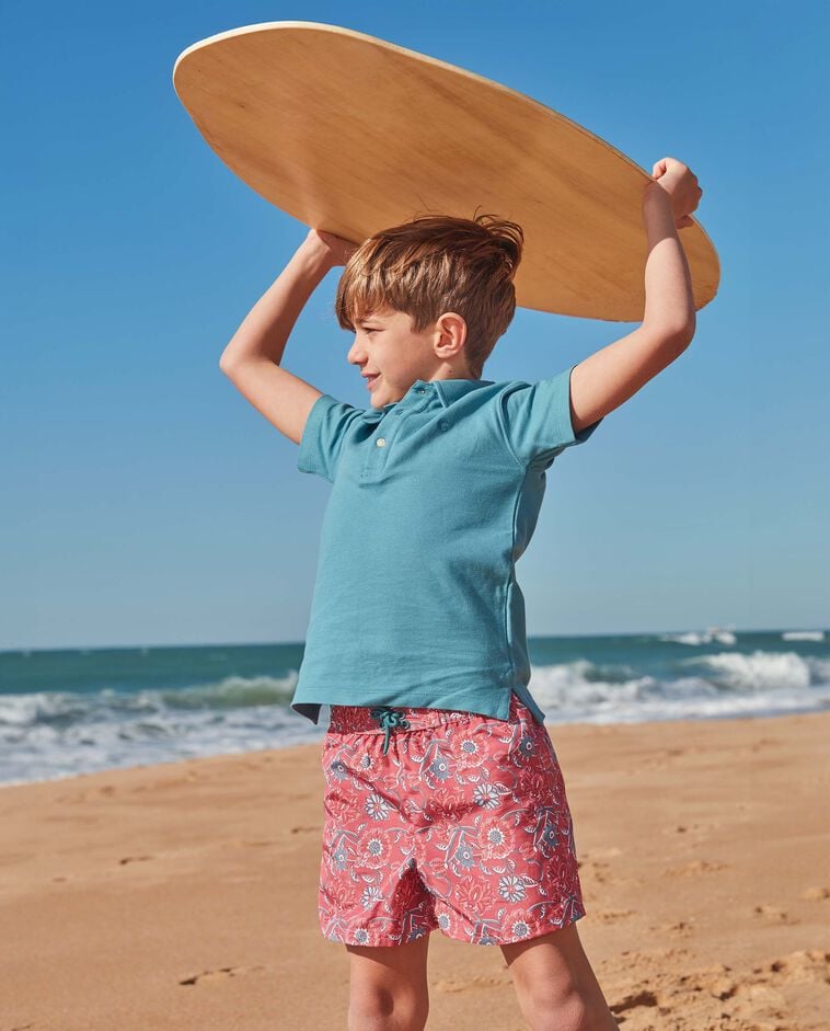 Ba&ntilde;ador estampado flores rosa