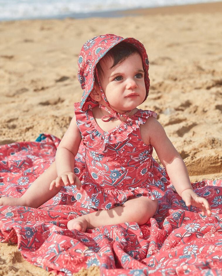 Ba&ntilde;ador estampado flores rosa