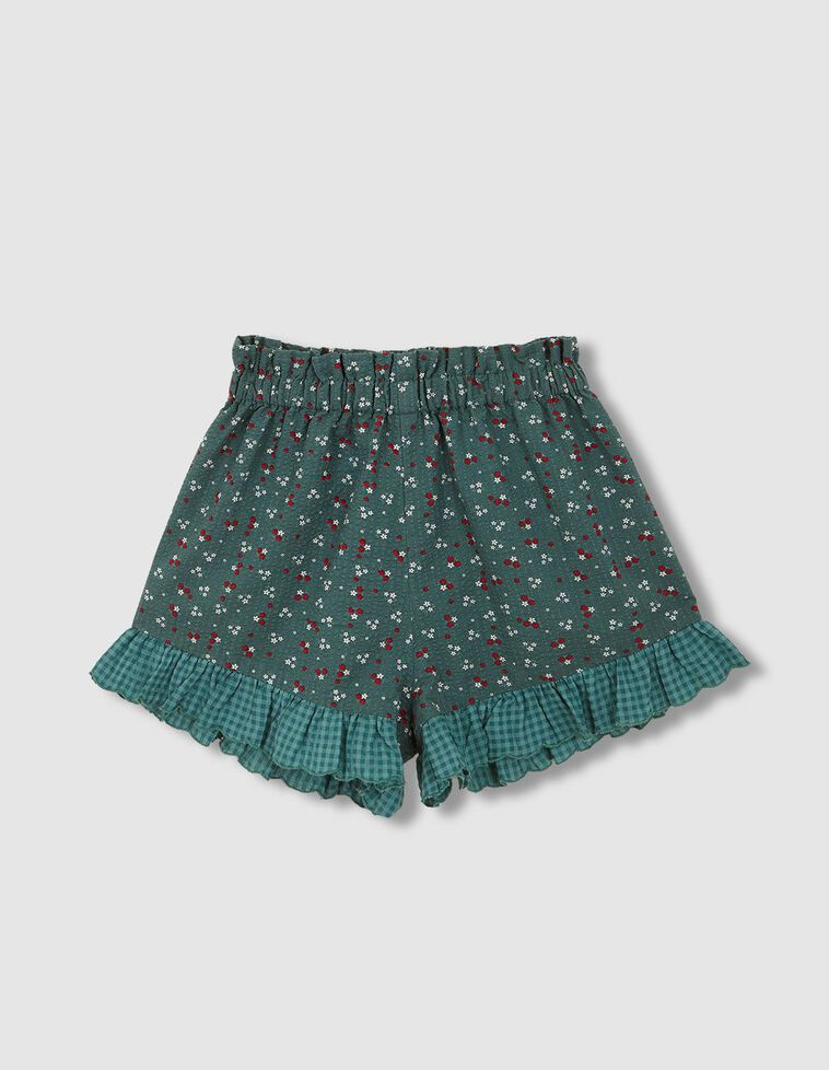 pantalón corto de flores verde