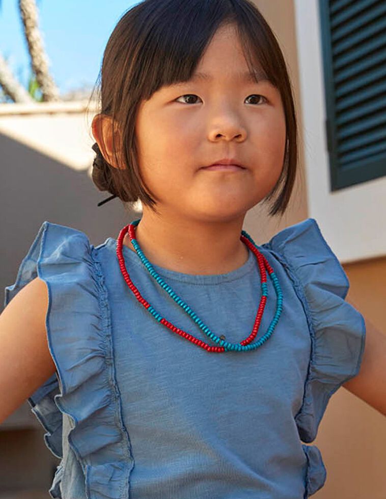 Collar de bolitas de colores naranja