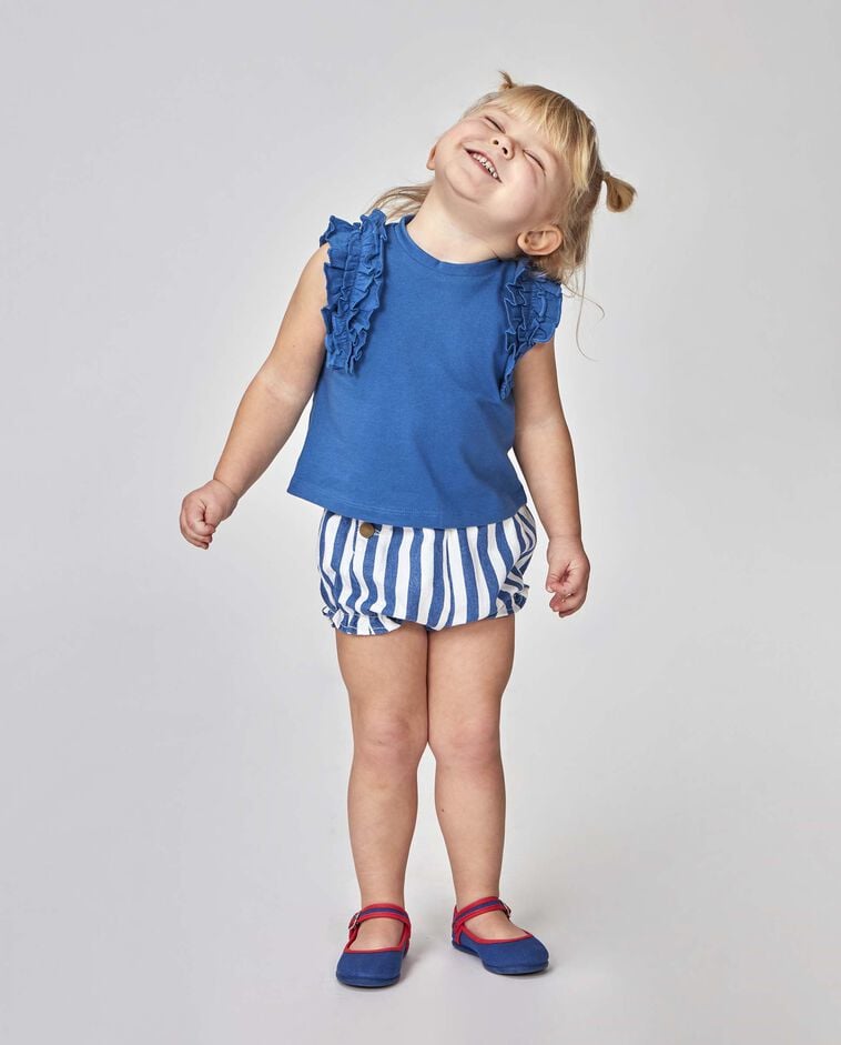 Camiseta triple volante azul