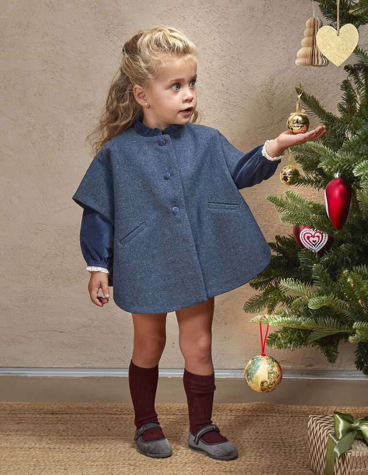 Capa de espiga con lana azul