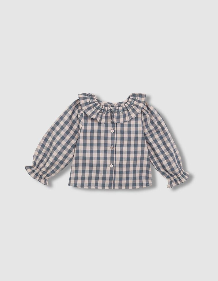 Camisa de cuadros con smock en el delantero verde