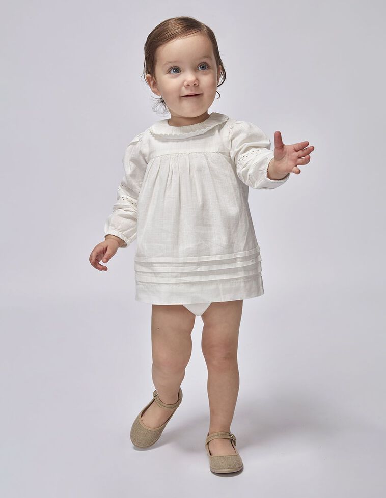Vestido manga abullonada  blanco