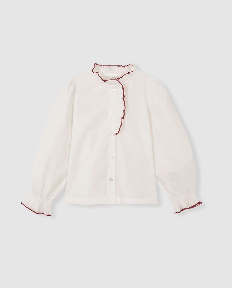 Camisa cuello volantes blanco ni&ntilde;a