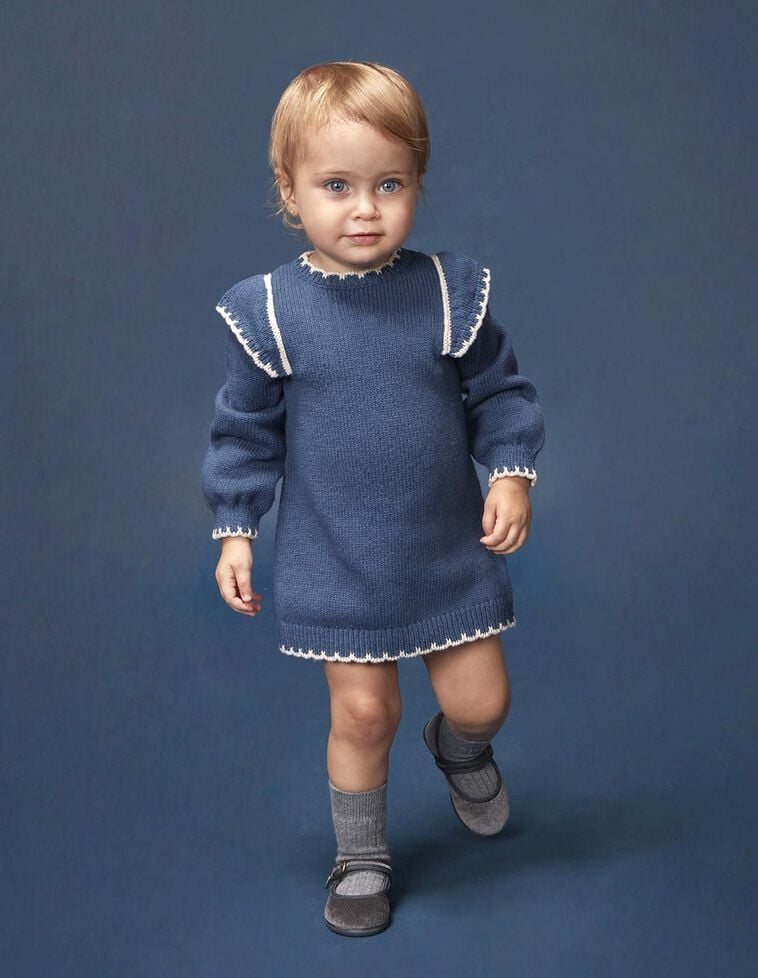 Vestido punto azul con lana
