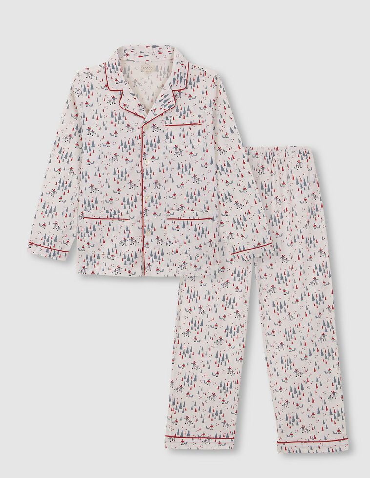 Pijama Estampado Navidad  Blanco Roto