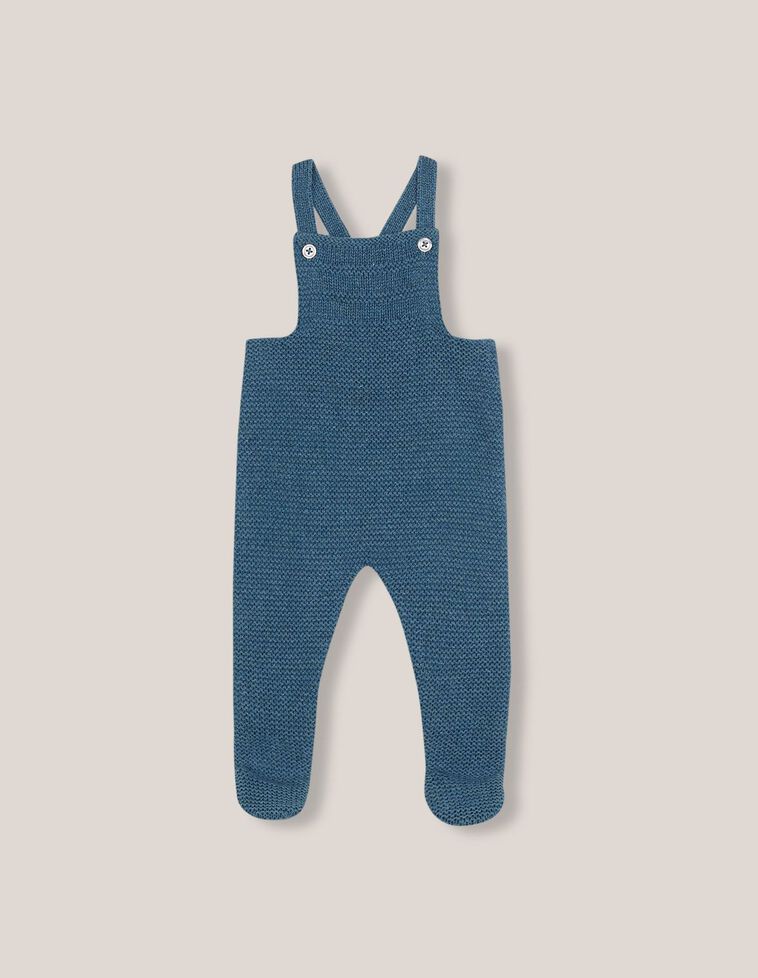 Pelele de punto bobo azul con lana