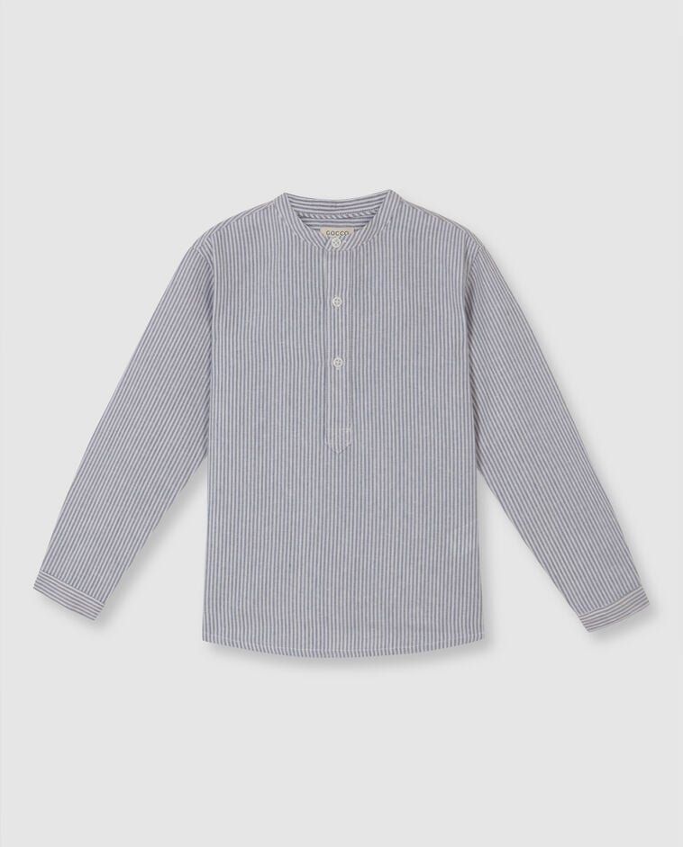 Camisa lino de rayas azul