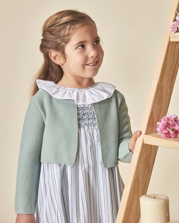 Chaqueta corta punto bobo verde