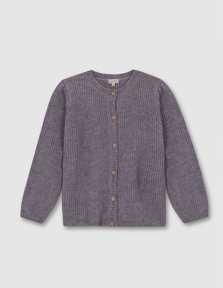 Chaqueta De Punto Botones Madera Gris Medio Melange