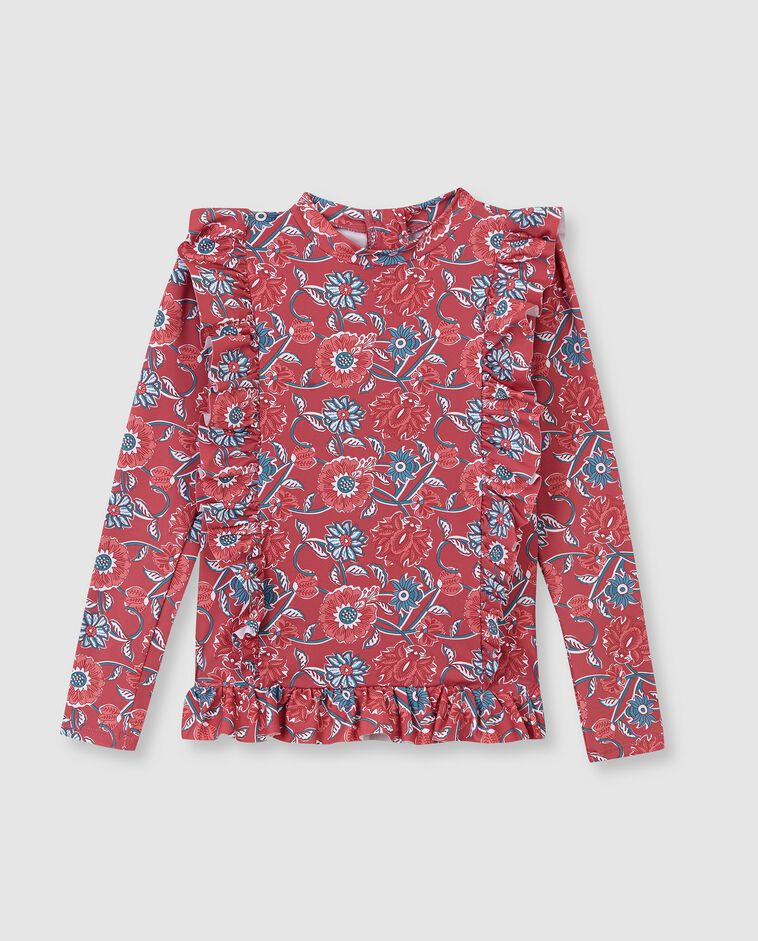 Camiseta de ba&ntilde;o con protecci&oacute;n solar de flores rosa