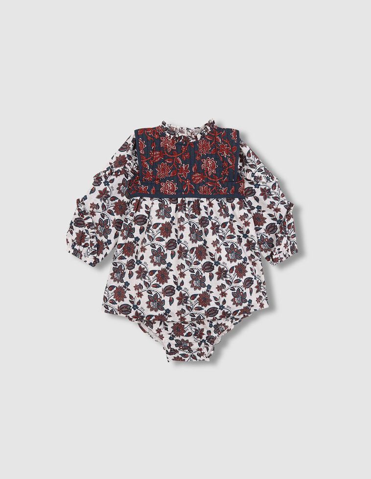 Vestido estampado con chaleco incorporado blanco Vestido estampado con chaleco incorporado blanco