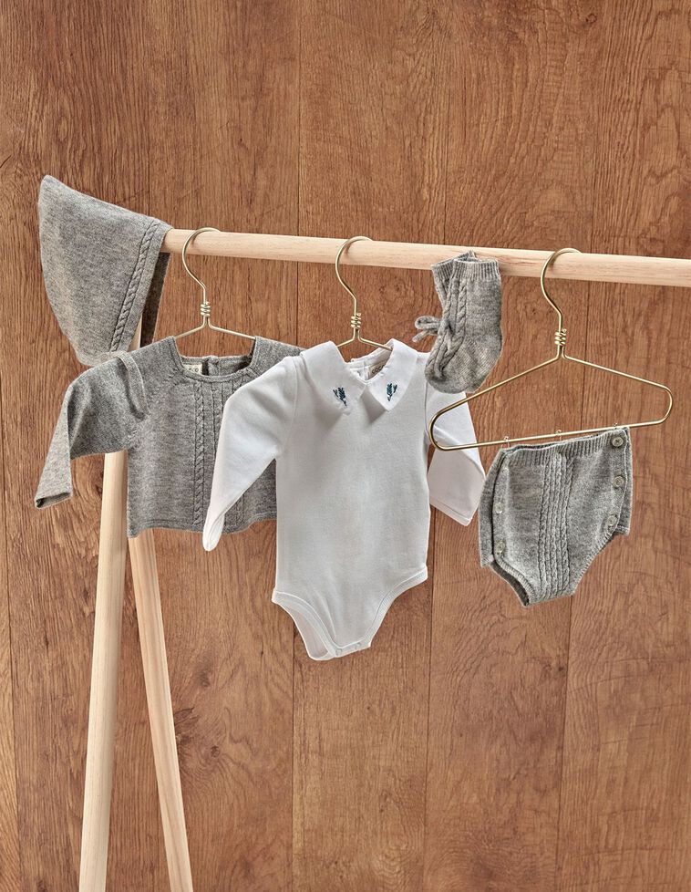 Pantalón Corto De Punto Con Ochos  Gris Medio Melange