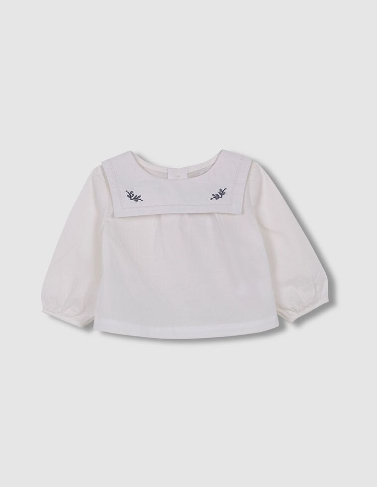 Camisa cuello especial blanco roto