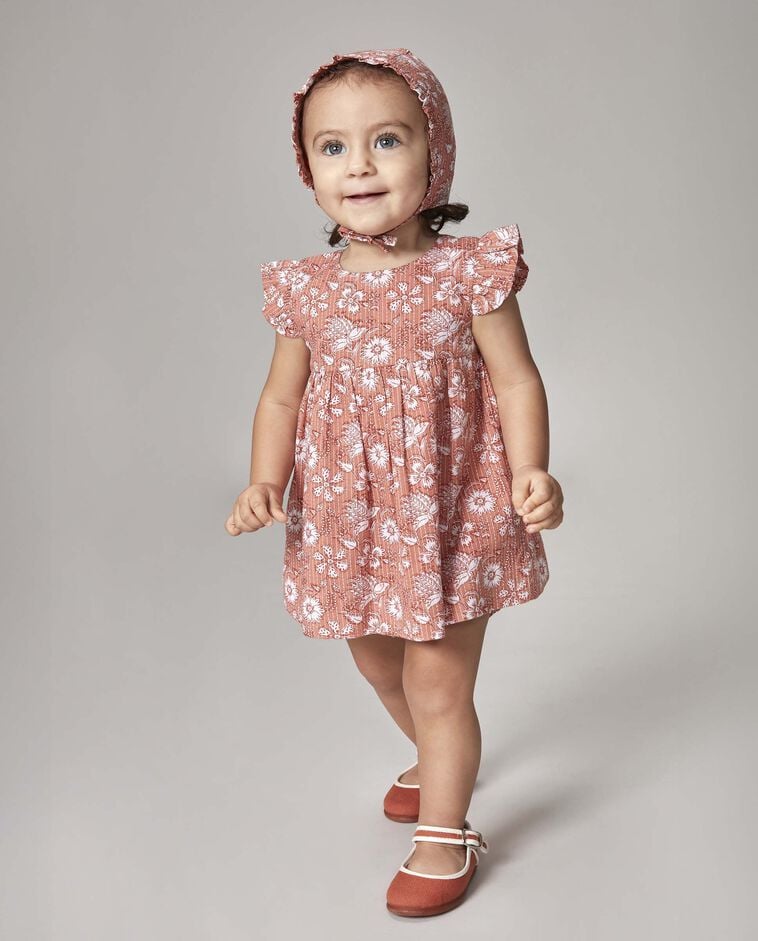 Conjunto vestido flor india rosa