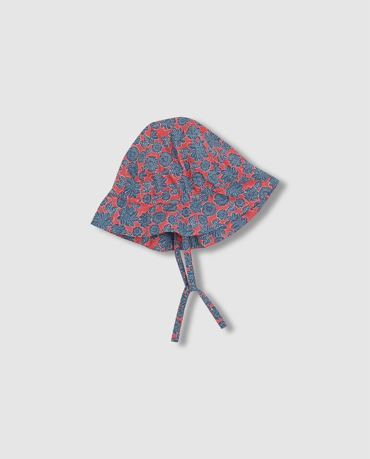 Sombrero con cinta de flores grandes rosa