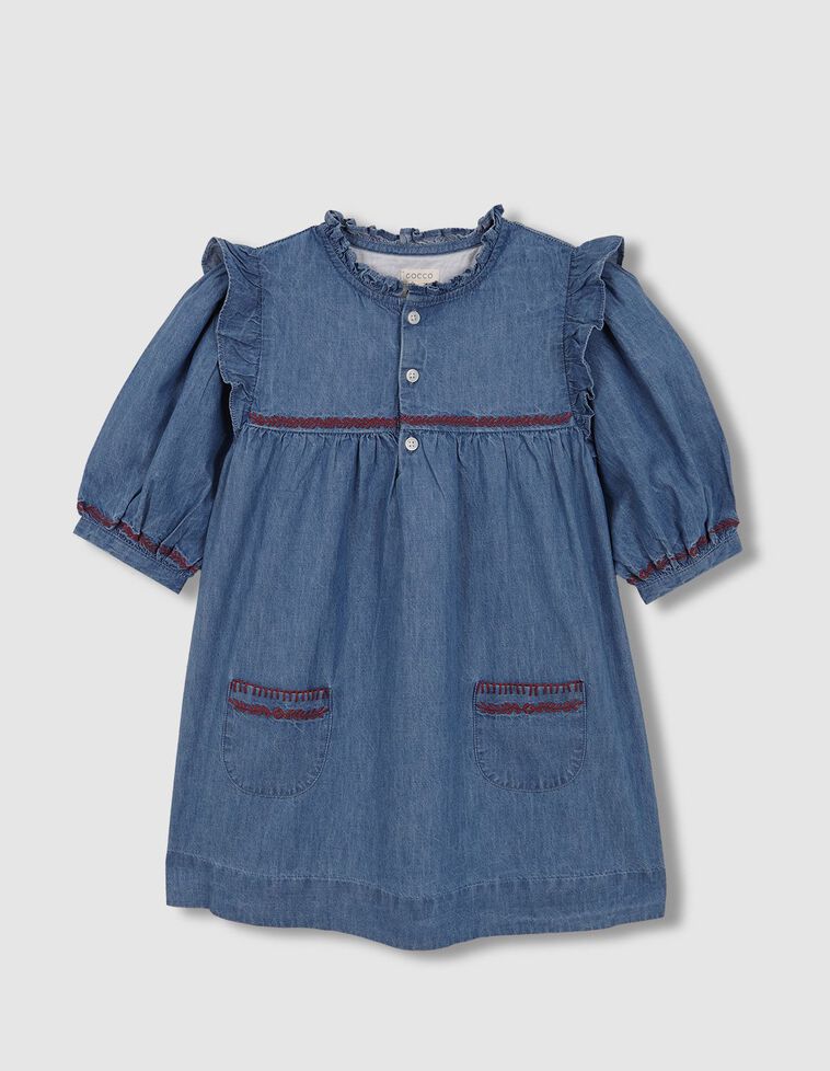 Vestido vaquero con bordados azul claro