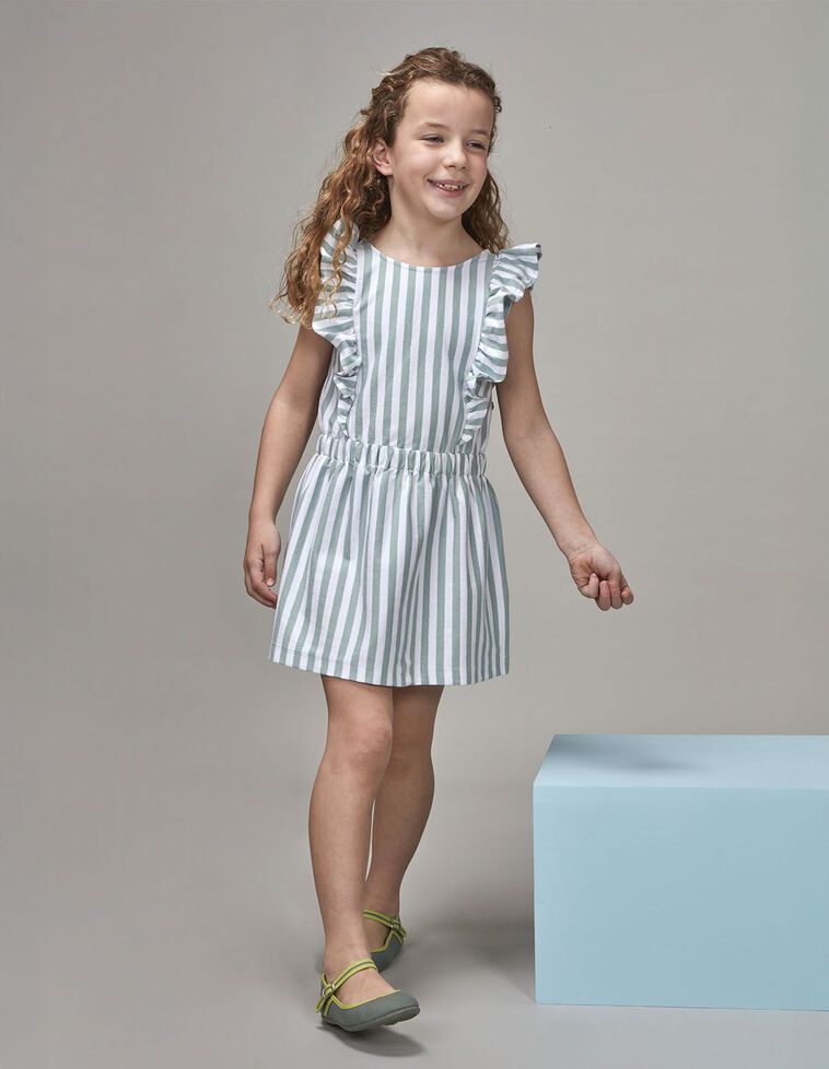 Vestido de rayas de punto verde