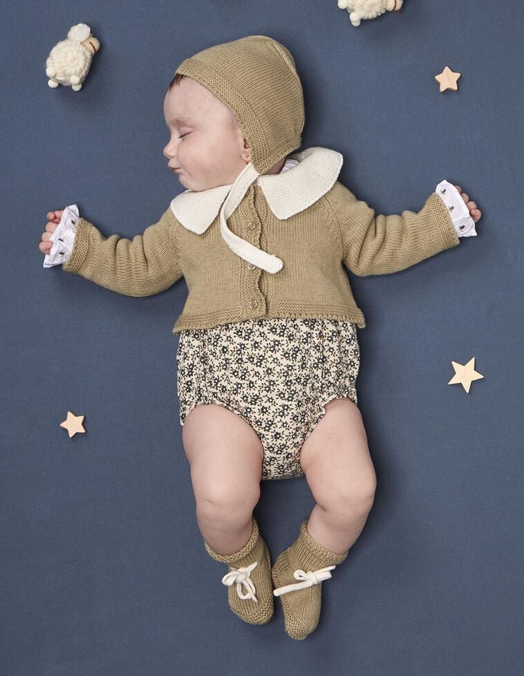 Chaqueta con lana cuello contraste verde claro