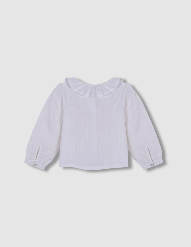 Camisa Dobby Cuello Volante Blanco Roto