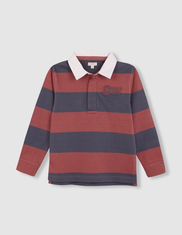 Polo de rayas con parche rosa