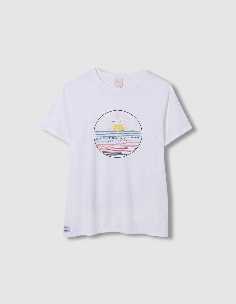 Camiseta blanca con estampado 