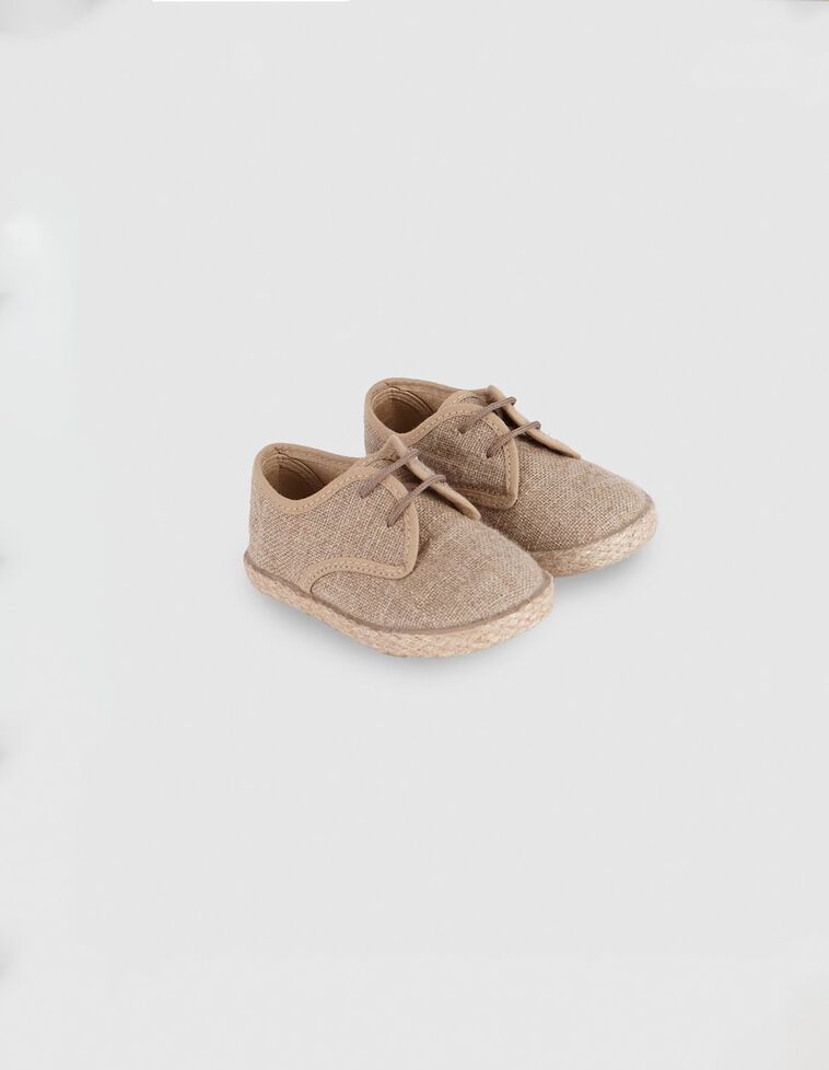 Calzado lino de cordones marron