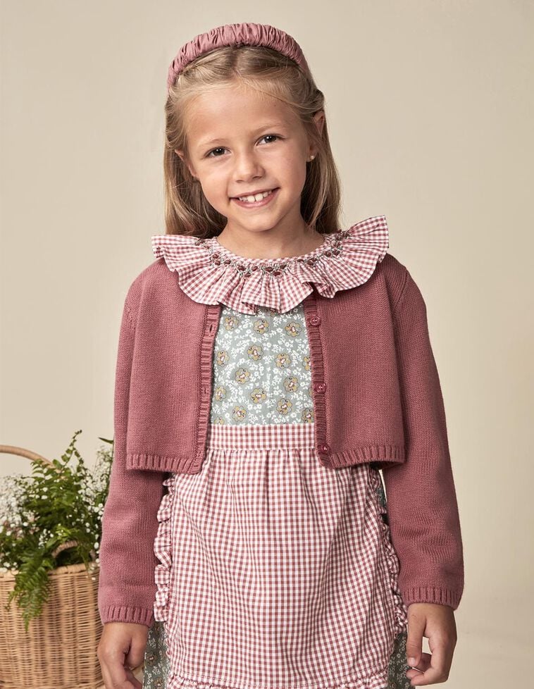 Chaqueta básica corta con lana rosa