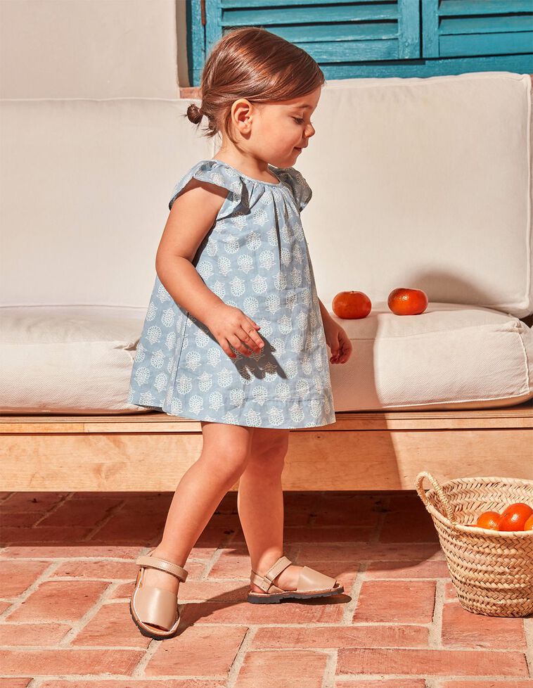 Vestido estampado indio azul