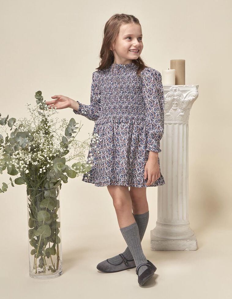 Vestido estampado con openwork blanco