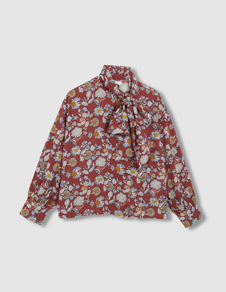 Blusa roja madre de flores con lazada