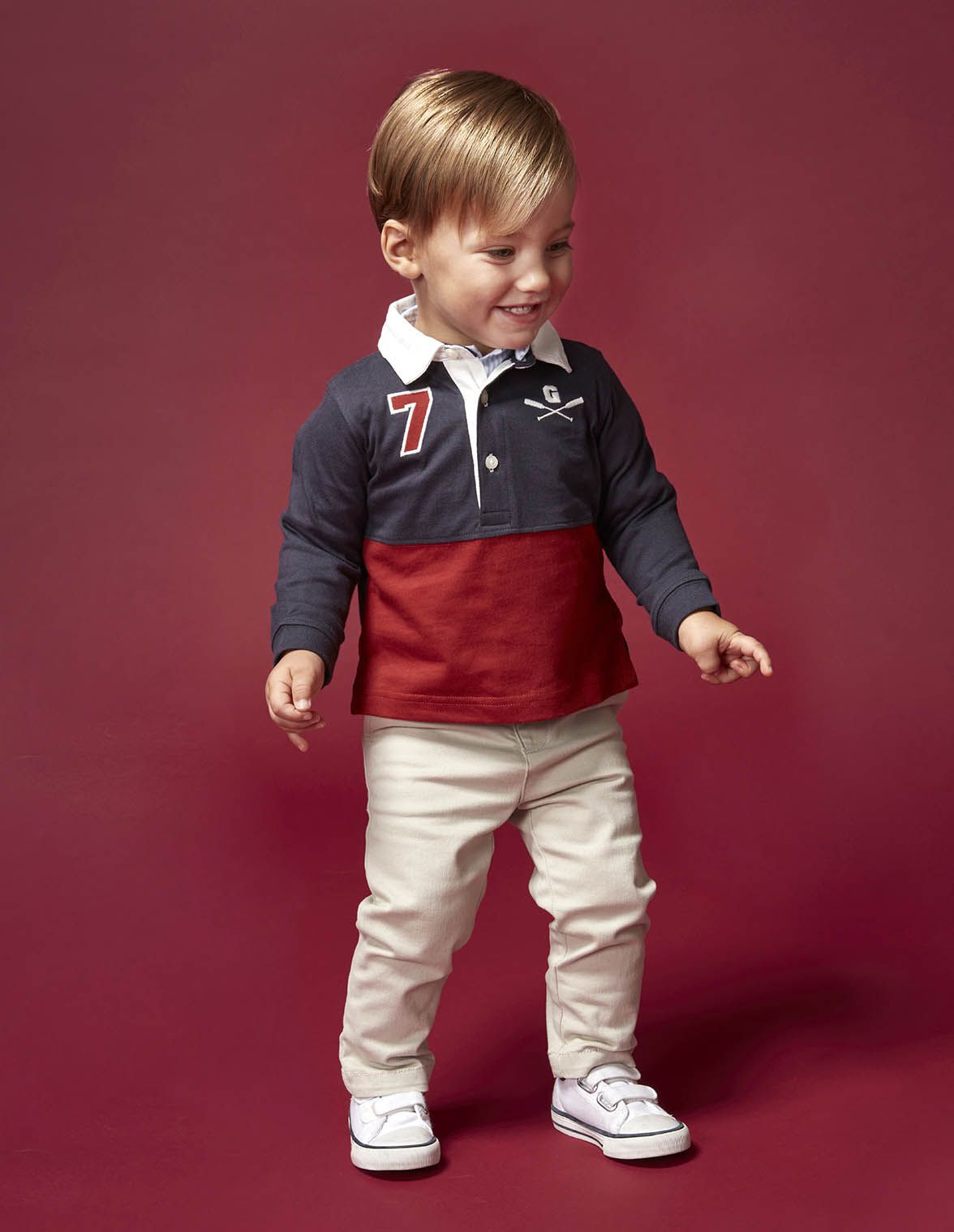 Polo rayas rojo para nino bebe Gocco