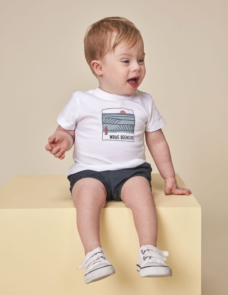 Camiseta print waves blanco