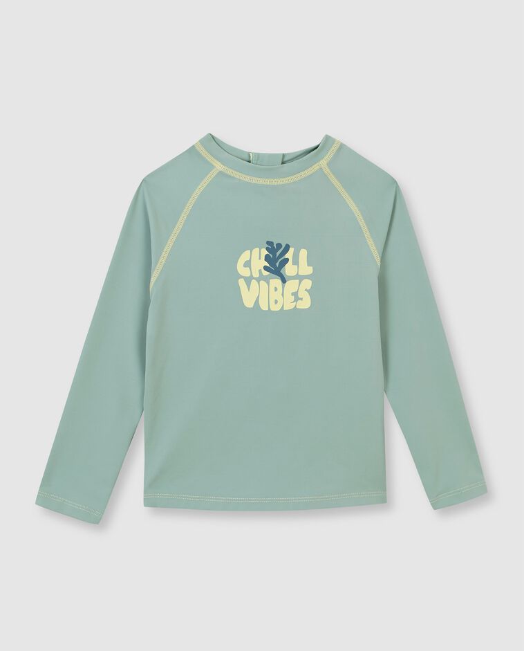 Camiseta protecci&oacute;n solar retro flower verde