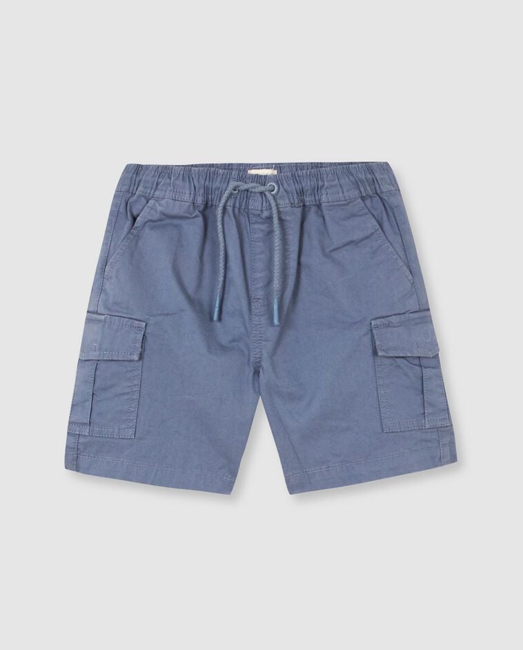 Pantal&oacute;n cargo corto con cintura el&aacute;stica azul claro