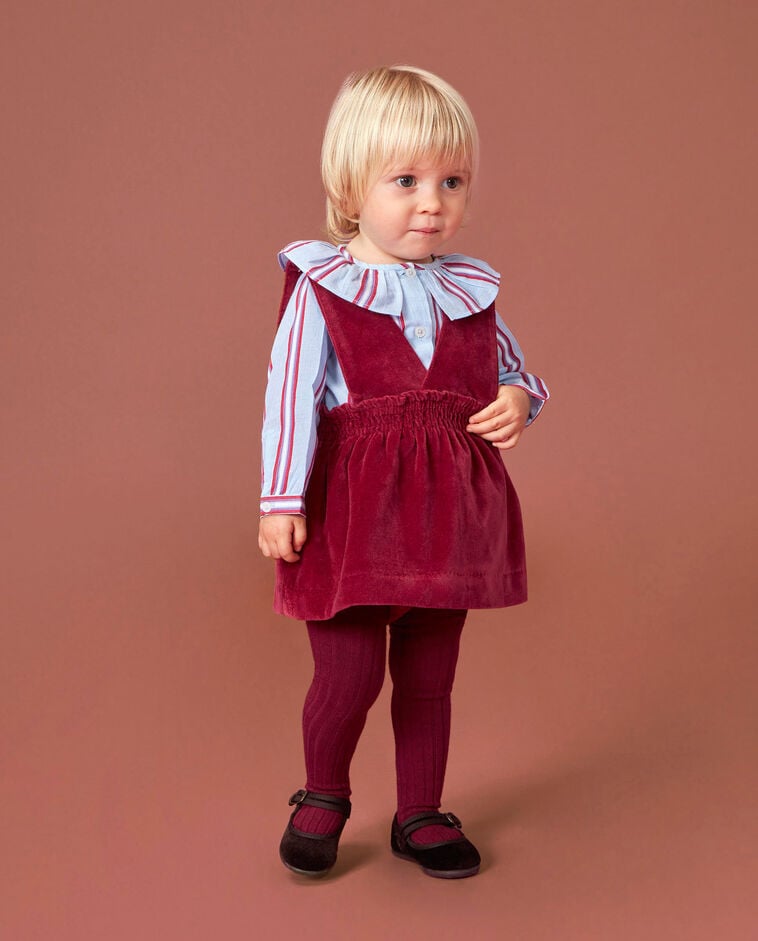 Camisa de rayas con cuello grande rosa beb&eacute;