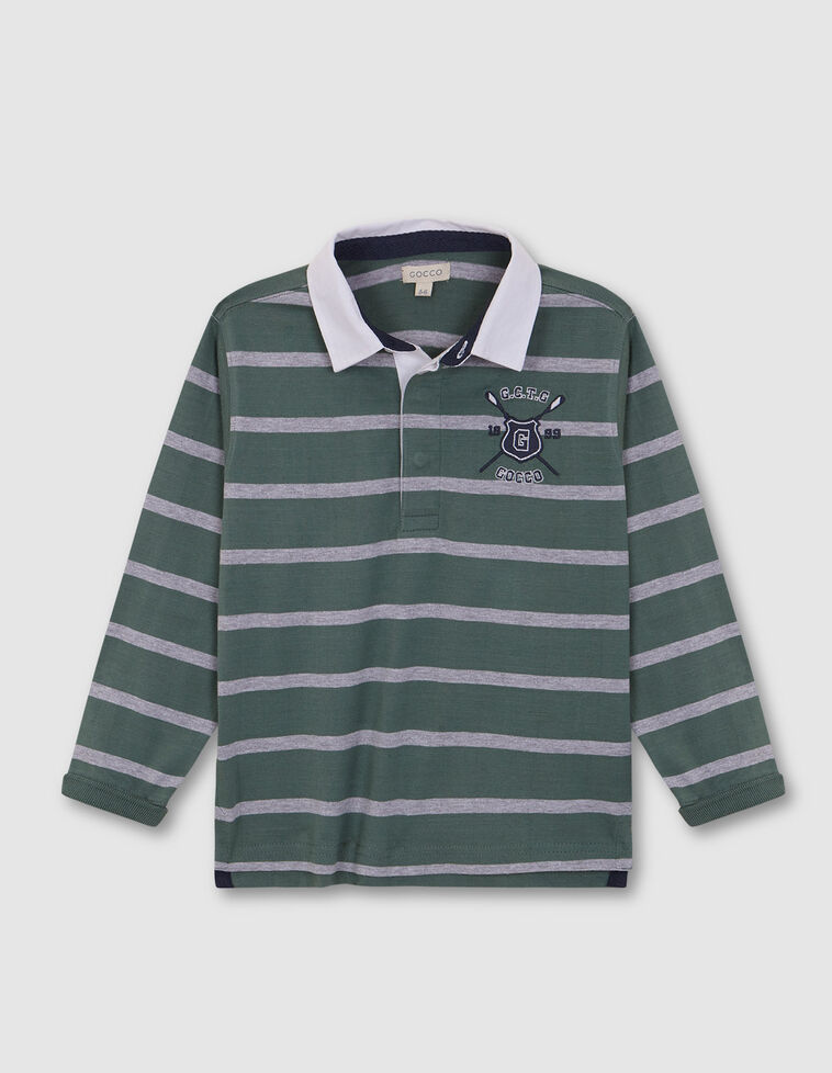 Polo Rayas Verde Viejo