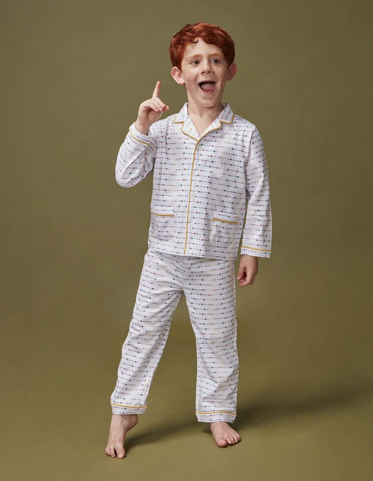 Pijama estampado con vivo a contraste blanco