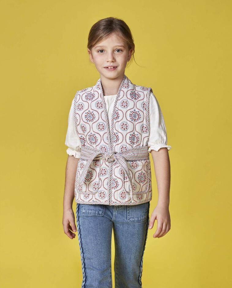 Chaleco acolchado estampado reversible blanco