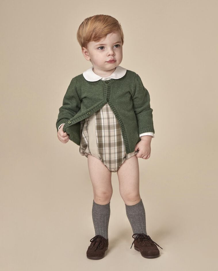 Chaqueta cuello caja verde beb&eacute;