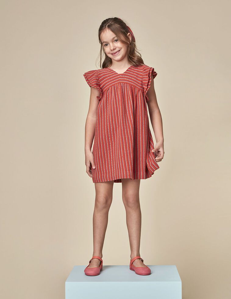 Vestido de rayas naranja con lurex
