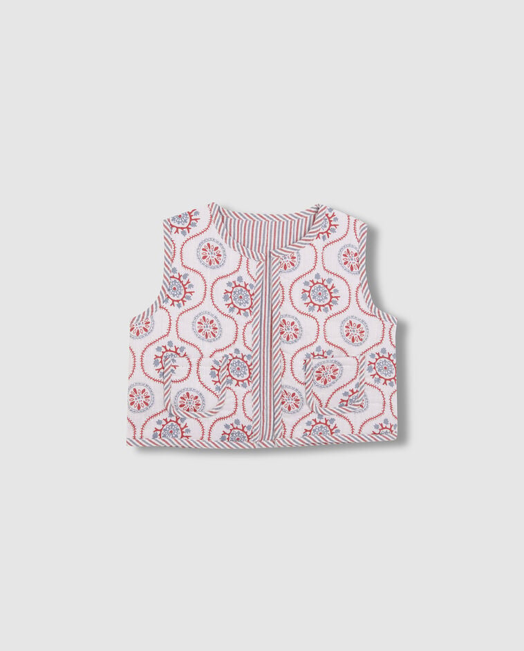 Chaleco acolchado con estampado reversible blanco