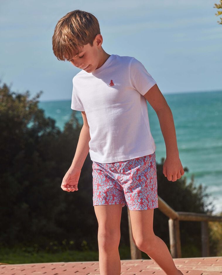 Ba&ntilde;ador estampado pulpos azul