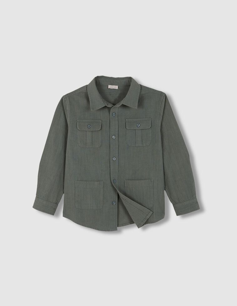 Camisa de cuatro bolsillos verde