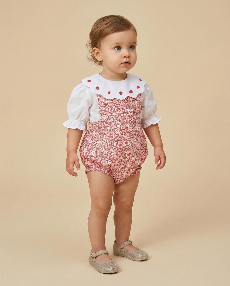 Ranita estampada de lino sin mangas coral