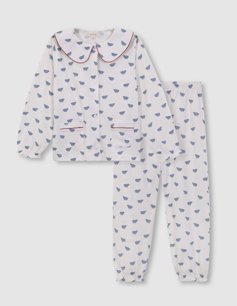 Pijama Estampado Ovejitas Blanco Roto