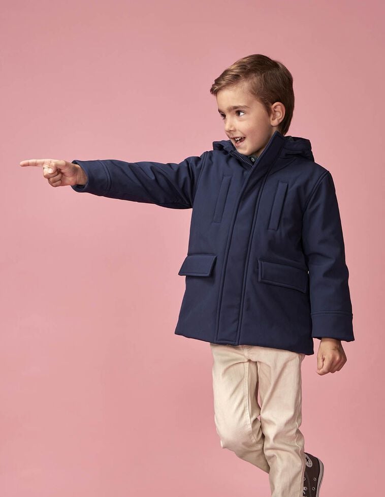 Abrigo técnico con capucha azul Abrigo técnico con capucha azul